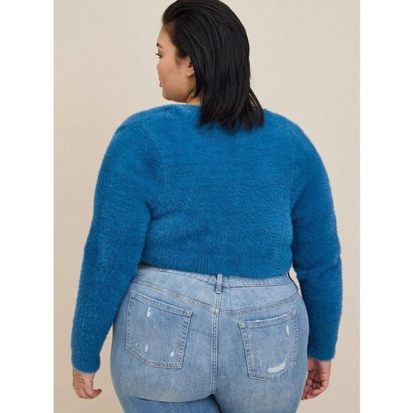 EYELASH SHRUG SWEATER OPEN NECKLINE LONG SLEEVE. SIZE 2 LAYERING CASUAL TEXTURED - Picture 3 of 8